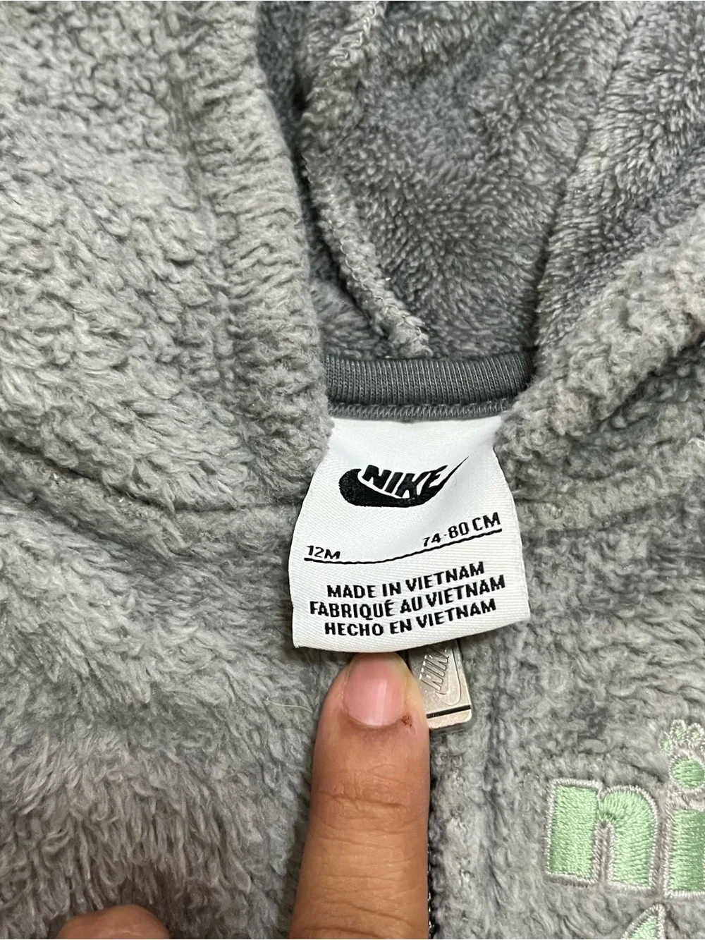 Nike Gray Hooded Fleece One-Piece Footie